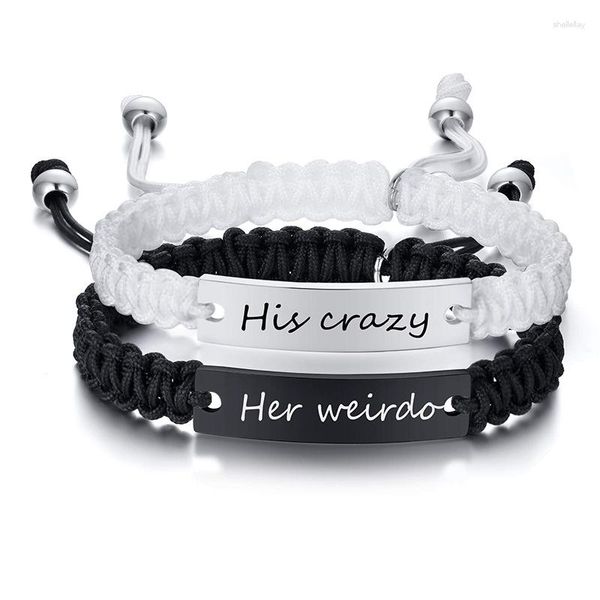 Bracelets de charme Bracelet d'aimant d'amour tricoté à la main en acier inoxydable Symbole de l'alphabet personnalisé Cadeau de la Saint-Valentin pour les couples d'hommes et de femmes