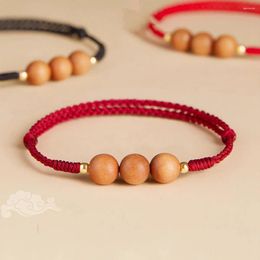 Charm Armbanden Handgemaakte 3 Houten Kralen Voor Vrouwen Verstelbare Rode Koord Armband Geluk Bescherming Vriendschap Zegenen Sieraden