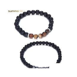 Bedelarmbanden handgemaakt 6 mm 8 mm zwarte matte onyx kralen armband voor vrouwen mannen 2 stks/set elastische natuursteen mode sieraden cadeau d dhivh