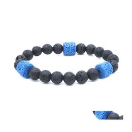 Bedelarmbanden handgemaakt 8 mm zeven chakra boeddha zwarte lava stenen kralen armband vrouwen mannen bangle kralen handreeksen drop levering j dhjz3