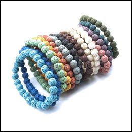 Bedelarmbanden handgemaakt 8 mm zeven chakra's boeddha armband chakra colorf lava stenen diffuser armbanden mannen zomer sieraden cadeau druppel d dhf5g