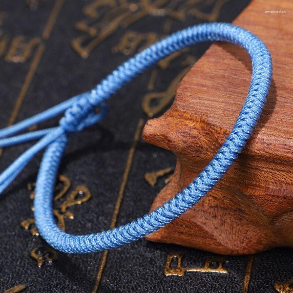 Pulseras de encanto Pulsera ajustable hecha a mano Tibetano Budista Lucky Blue Cuerda Bnaglebracelet para mujeres Joyería