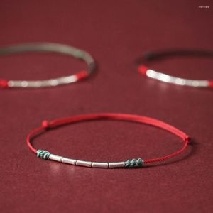 Bracelets de charme Bracelet en bambou fait à la main réglable chinois chanceux rouge chaîne pour femmes hommes protection amoureux amis goutte