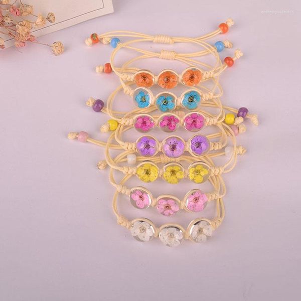 Bracelets porte-bonheur bracelets faits à la main 3 boule de verre fleur Bracelet pour femmes cristal Boho bijoux perles bohème mode couleur cadeau bricolage luxe