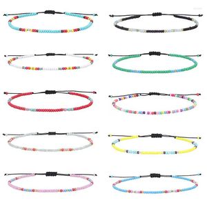 Bracelets porte-bonheur fait à la main bohème multicolore corde coloré riz perle Bracelet fil de cire tissé amitié pour les femmes cadeau de fête