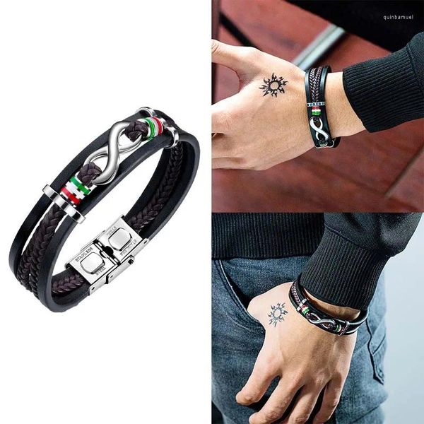 Bracelets de charme bracelet en cuir multicouche à la main