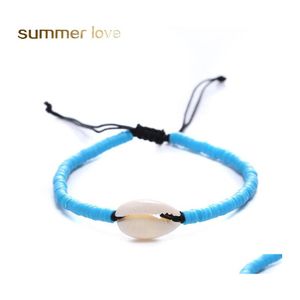 Bracelets à breloques Bracelet en coquillage tressé à la main pour hommes femmes Mti couleur perle de résine tissée avec des bijoux de plage de vacances d'été réglable Otdip