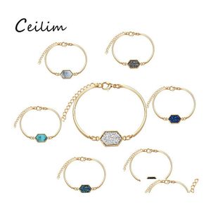 Bedelarmbanden handgemaakte kristalhars druzy armband aankomst colorf natuursteen armbanden voor vrouwen goud sier sieraden cadeau druppel deli otcbg