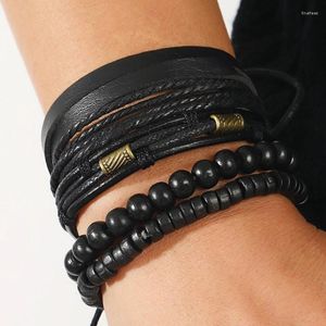 Bracelets de charme Bracelet en cuir fait à la main pour hommes avec multicouche tissé et universel pour femmes en gros