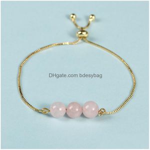 Bracelets de charme à la main plaqué or perlé pour femmes hommes amant réglable Party Club mode bijoux chanceux livraison directe Dhwgw