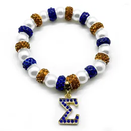 Bracelets de charme faits à la main société de sororité grecque SIGMA GAMMA RHO lettre pendentif strass perle bracelet de perles