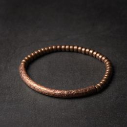 Bracelets à breloques faits à la main martelé pur cuivre Bracelet Vintage artificiel oxydé Street Rock Style métal unisexe bijoux pour hommes femmes 230215