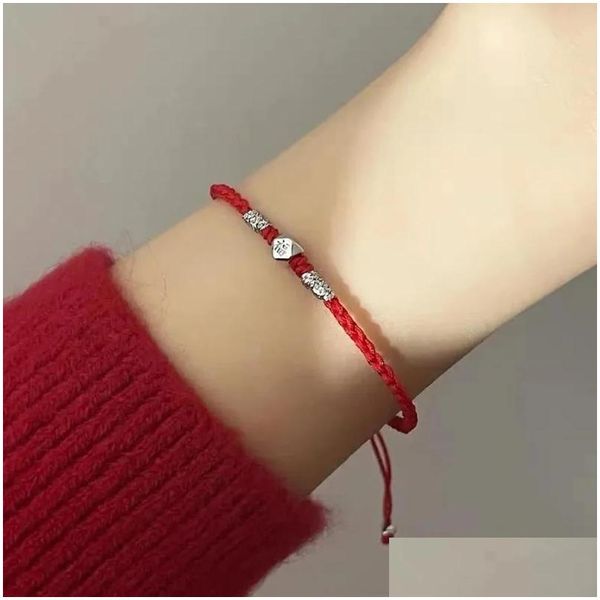 Pulseras de encanto Beads Irregar hechas a mano Pulsera tibetana para mujeres Men chino feng shui afortunado cadena roja cadena de cuerda ajustable caída de dhrjp