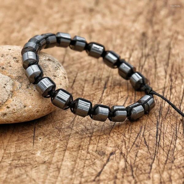 Bracelets de charme Bijoux faits à la main 8mm Bracelet tressé en hématite pour hommes sans brin magnétique Yoga guérison santé hommes