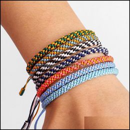 Bedelarmbanden handgemaakte knopen touw armband mti kleur bohemian tibetaans geweven gelukkige gevlochten voor vrouwen mannen sieraden drop levering otehy