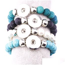 Bracelets de charme à la main pierre de lave imitation perle turquoise perlé bouton pression bracelet ajustement 18mm boutons pression bijoux livraison directe Dhyi1