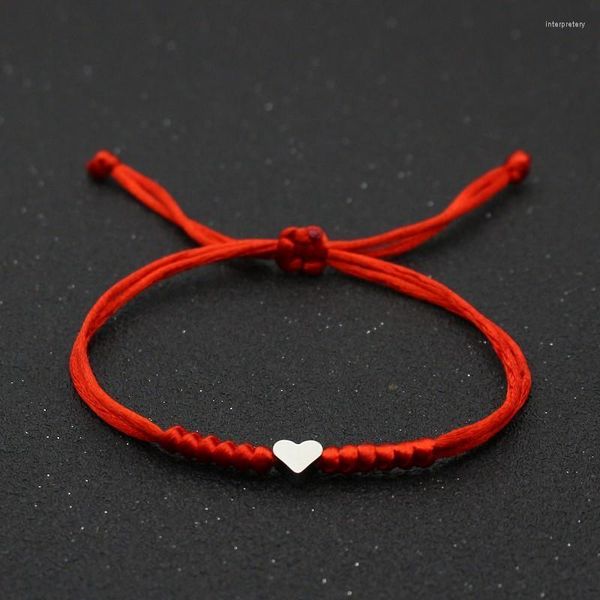 Bracelets porte-bonheur fait à la main coeur d'amour corde rouge tissé Bracelet pour hommes femmes amoureux cadeaux chanceux BraceletCharm Inte22