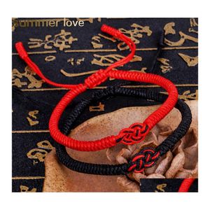 Bedelarmbanden handgemaakte liefde knoop geluk gebed etnisch rood zwart Tibetaans boeddhistische gevlochten touw sieraden voor mannen vrouwen weef armband otkvm