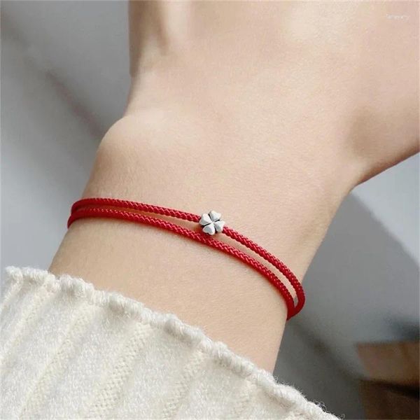 Braceletas Charmets Clover Red Rope Tamaño de brazalete Rope Ajuste de mujeres amantes de los amantes Drop