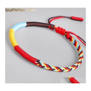 Bracelets de charme faits à la main MTI couleur bonne chance corde rouge noeud bouddhiste tibétain pour femmes hommes bijoux livraison directe Ottuq