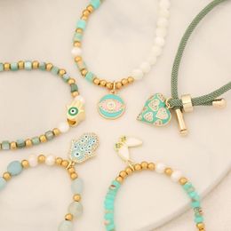 Bracelets porte-bonheur perles de pierre naturelle faites à la main Bracelet papillon pour femmes corde réglable correspondant tendance bijoux cadeaux
