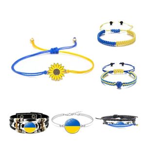Bracelets porte-bonheur fait à la main corde marguerite tournesol Ukraine bleu et jaune ethnique amitié Bracelet livraison directe bijoux Otjfm