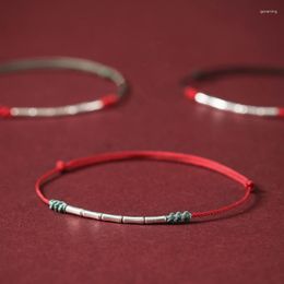 Bracelets porte-bonheur Bracelet couleur argent fait à la main Bracelet en bambou chanceux femmes hommes amoureux amis cheville taille ajuster livraison directe