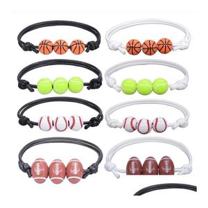 Pulseras de encanto de encanto de bola de tenis hecha a mano Joya de joyas de playa de verano Baloncesto de baloncesto de béisbol Deportes Delto Dhfvn