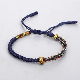Bracelets porte-bonheur amulette tibétaine à la main couleur or tresse fil chanceux corde Bracelet bracelets pour femmes hommes porter chance