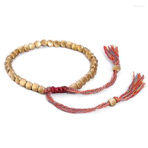 Bracelets de charme faits à la main tibétains bouddhistes tressés coton perles de cuivre