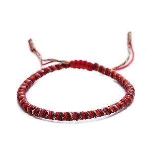 Bedelarmbanden handgemaakte Tibetaanse boeddhistische armband gelukkige touw armbanden drie kleurendraad verstelbare knopen voor vrouwen heren pols juwelen