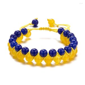 Bedelarmbanden handgemaakte Oekraïense armband voor mannen vrouwen natuurlijke lapis lazuli stenen braclet gele blauw kralen braslet festival accessoires