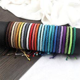 Pulseras de encanto Pulsera de cuerda de cera hecha a mano Hilo impermeable Brazaletes trenzados Mujeres Hombres Bohemio Twist Amistad Pulsera Joyería