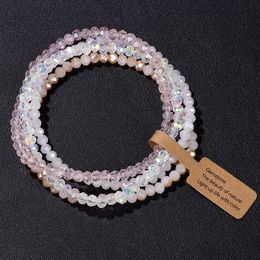Bracelets de charme Femmes faites à la main Bracelet de perles de cristal Ensemble 3x4mm Perles de verre rondes Stretch Femmes Filles Boho Bracelets Bijoux Cadeau 231027