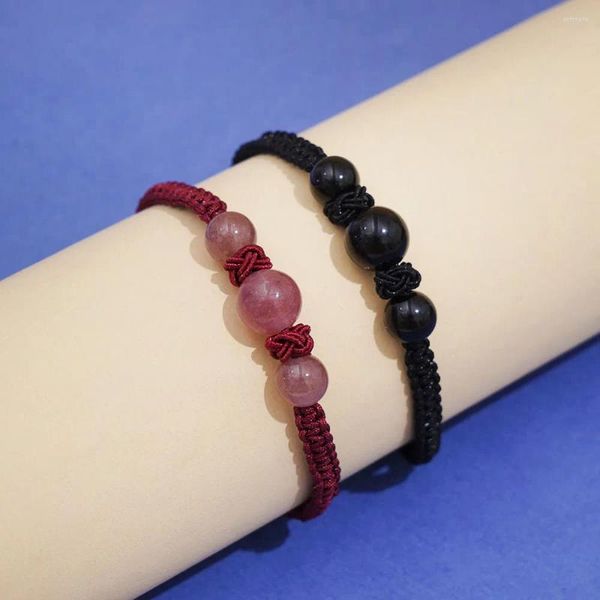 Pulseras de encanto hecho a mano tejido cuerda de cuerda mujeres hombres brazalete ajustable pareja amante joyería pulsera Bouton Pression al por mayor