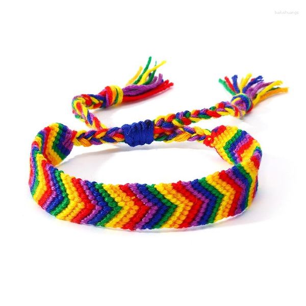 Pulseras con abalorios tejidas a mano LGBT, cuerda de arcoíris para pareja, orgullo, Gay, mujeres, hombres, correa de cuerda trenzada, regalo de joyería para amantes de la amistad