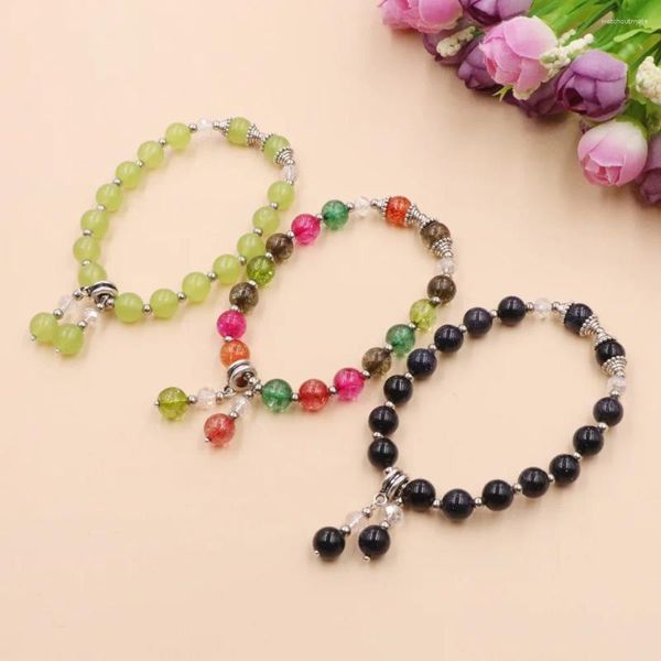 Pulseras de encanto Pulseras de pulsera hechas a mano Peeds Crystal Stone Opal Tourmaline Jades Healing para mujeres Joyas de yoga de brazalete B374