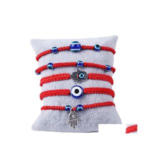 Bedelarmbanden handgeweven armband Lucky Kabh Red String Thread Hamsa Blue Turks Evil Eye sieraden Fatima vriendschap Drop levering Dhlaq