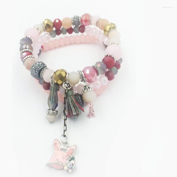 Charme Bracelets HANJING Mode Mignon Bohe Bohème 2023 À La Mode Chien Pendentif Bijoux Stretch Cristal Perle Pierre Naturelle Bracelet Ensemble En Gros