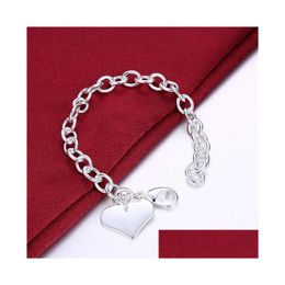 Bracelets De Charme Coeur Carte Boucle De Requin 925 Sier 8Inchs Gssb278 Femmes Sterling Plaqué Bijoux Bracelet Drop Delivery Dhmqp