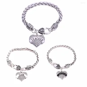 Bracelets de charme Coeur Cristal ENSEIGNANT / SWEET 16 / TAM Bijoux Bracelet Famille Sis Amour Fille Cadeaux