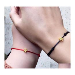 Braccialetti con ciondoli Cuore Bracciale con stella a cinque punte per donna Uomo Corda di cera fortunata Amicizia Stringa rossa Coppia Gioielli Drop Delivery Ot7Kp