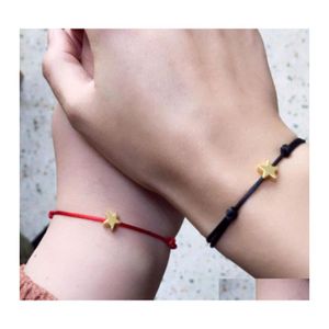 Bedelarmbanden hart vijfpuntige sterarmband voor vrouwen mannen geluk touw vriendschap rood string paar sieraden drop levering ot7kp