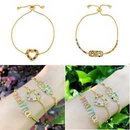 Bracelets de charme Coeur Maman Mama Diamant 18K Gold PL Bracelet réglable pour femmes Bijoux de mode Mère Cadeau Will et Sandy Drop Deli Dhqy
