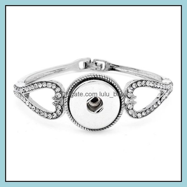 Charm-Armbänder Herz Snap Armband Link Armreifen Charms Metallarmbänder für Frauen passen 18 mm Snaps Button Schmuck Drop Lieferung Lulubaby Dh1Fe