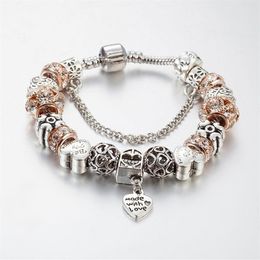 Charm Armbanden Hart Met Beige Kralen Armband Bangles Voor Mode-sieraden275Z