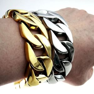 Bracelets de charme lourd prévenir l'allergie tous les polissages de haute qualité hommes 24mm largeur cool Hip Hop Bracelet B156 231024