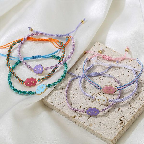 Bracelets porte-bonheur HECHENG mignon nuage corde Bracelet réglable arc-en-ciel été émail mode bijoux en gros