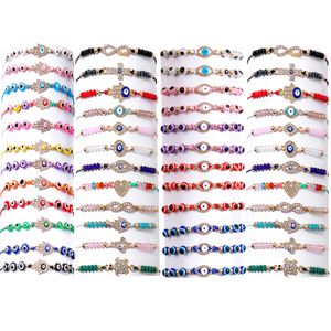 Bracelets de charme Helicopchain Cheville pour femmes filles plaqué or 14 carats ensemble de cheville en couches mauvais œil chaîne de pied zircone cubique réglable Su Amgwu
