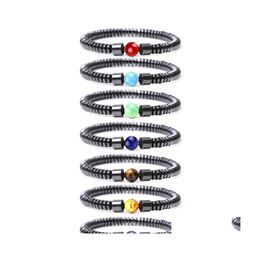 Bedelarmbanden hematiet charmes kralen zeven chakra's handgemaakte mannen gezondheidsbescherming energie stenen paren afstand bnangels sieraden dro dhaoh